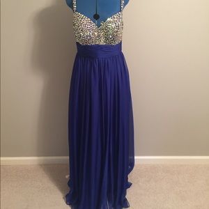 Dave & Johnny jeweled royal blue formal dress